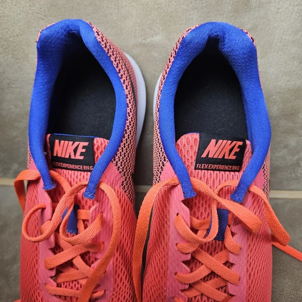 Nike Flex Experience RN 6 Womens 9 Running Shoes Sunset Glow and Blue Fox